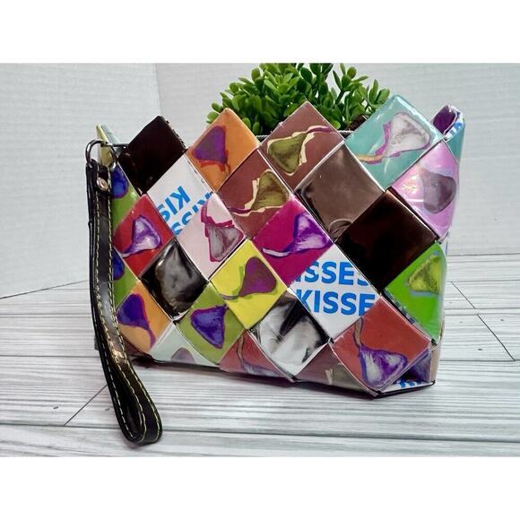 Nahui Ollin Accessories - “Hershey Kisses” Ollin Recycled Candy Wrapper Zip Wristlet Coin Purse 6 x 4